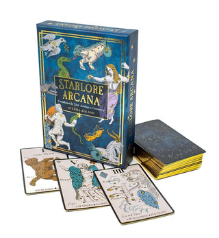 Starlore Arcana: Constellations for Tarot, Astrology, and Cartomancy (56 Full-Color Cards and 128-Page Guidebook) cover image