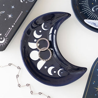 Blue Moon Phase Crescent Moon Trinket Dish