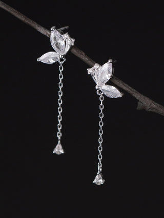 CRYSTAL HALF BUTTERFLY DROP EARRINGS