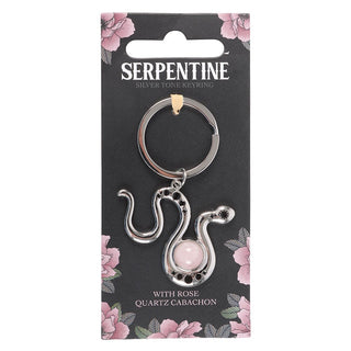 The-geordie-witch-black-snake-keyring-rose-quartz