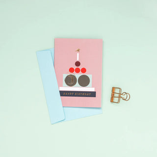 BIRTHDAY CAKE RETRO CARD - PINK