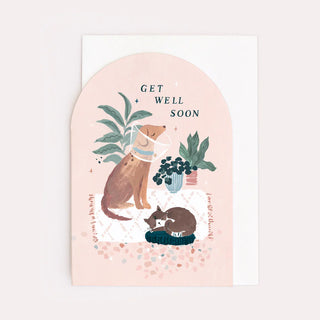 CAT AND DOG GET WELL SOON CARD