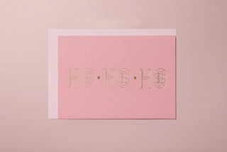 HO HO HO - TYPOGRAPHIC CHRISTMAS CARD - PINK