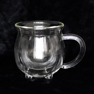 CLEAR DOUBLE WALLED GLASS CAULDRON MUG